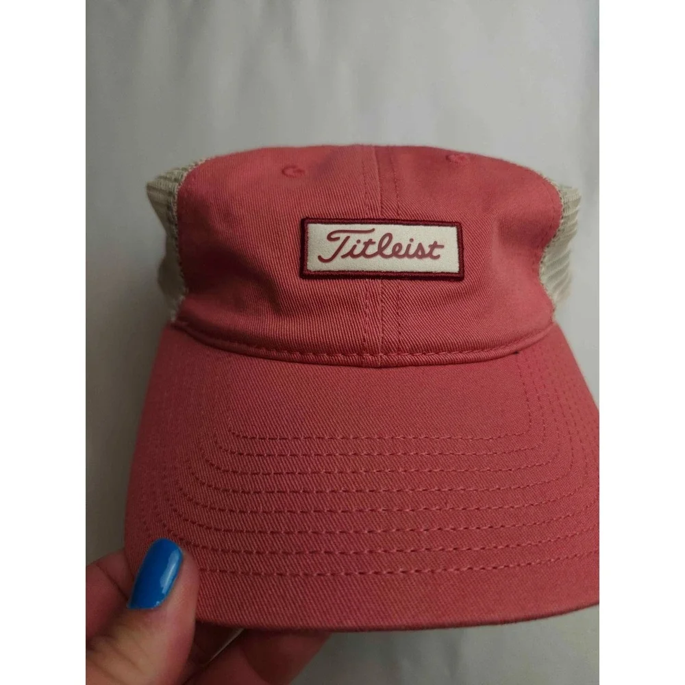 Titleist Trucker Hat Unisex One Size Adjustable Red Mesh Snapback Golf Cap Patch